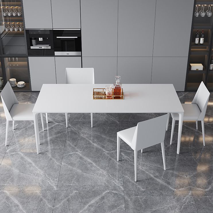 Modern Rectangle Dining Table Stone Top Metal Tripod Base Dining Table Clearhalo 'Dining Tables & Seating' 'Dining Tables' 'dining_table' 'Furniture' 'furniture_dining_table' 'Kitchen & Dining Furniture' 1200x1200_a193c893-b9c9-4f5c-aeee-cb2b28d29fd5