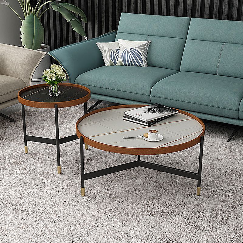 3 Legs Base Design Black Metal Base Rock Slab Top Round Coffee Table Clearhalo 'Coffee & Accent Tables' 'Coffee Tables' 'coffee_tables' 'Furniture' 'furniture_coffee_tables' 'Living Room Furniture' 1200x1200_a195c5cb-bf70-443d-86a4-5aedadd1b650