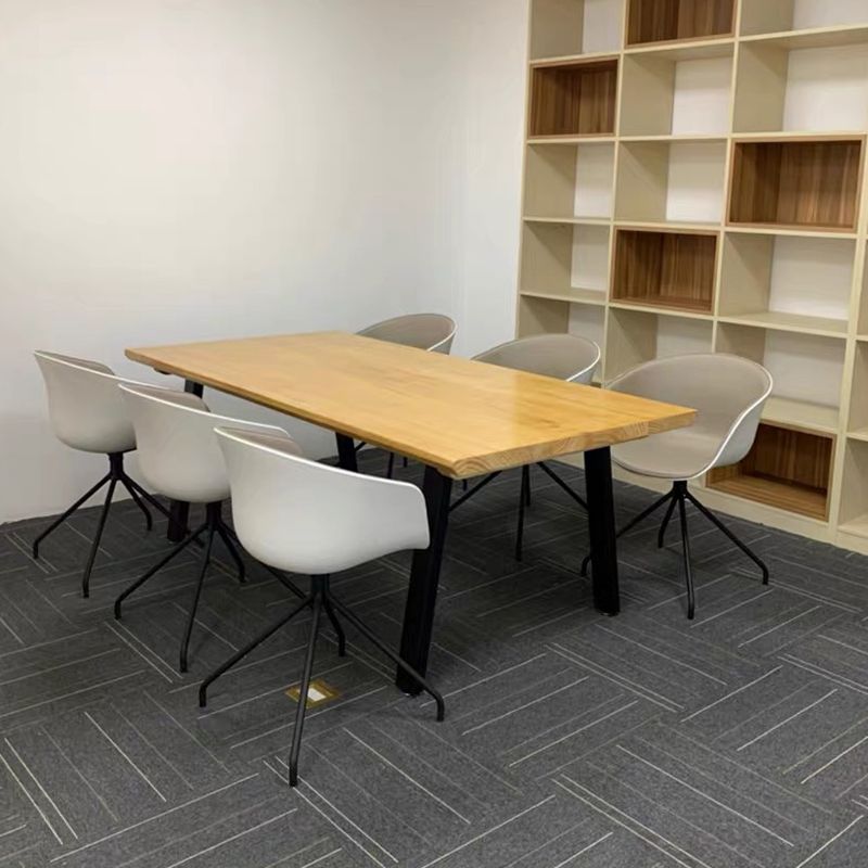 Rectangle Wood Color Dining Table Solid Wood Table Industrial with 4 Legs Clearhalo 'Dining Tables & Seating' 'Dining Tables' 'dining_table' 'furn' 'furn_dining_table' 'Furniture' 'furniture_dining_table' 'Kitchen & Dining Furniture' 'kitchen' 'kitchen_dining_table' 1200x1200_a195d85a-137a-4c19-9d78-6cce0f72e2e9