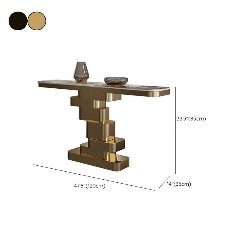Glam Rectangle Console Table Stone Console Accent Table for Hall