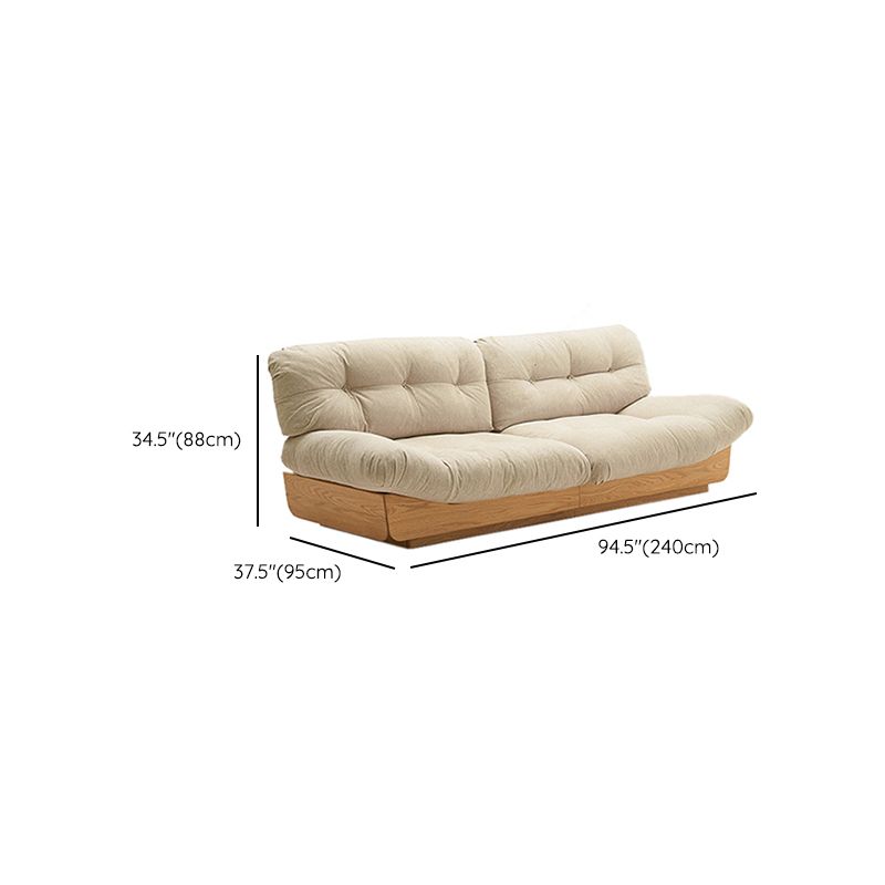 Scandinavian Solid Wood Beige Armless Sofa with Tufted Back for Living Room