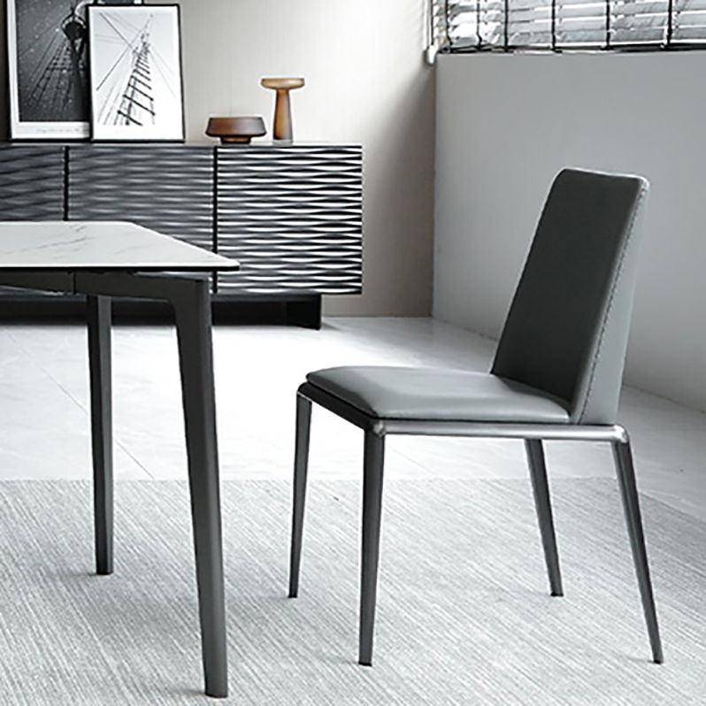 Contemporary Solid Back Armless Side Chairs Leather Dining Chairs for Home (Set of 2) Clearhalo ' kitchen&dining_furn' 'Dining Chairs' 'Dining Tables & Seating' 'dining_chair' 'furn' 'furn_dining_chair' 'Furniture' 'furniture_dining_chair' 'Kitchen & Dining Furniture' 'kitchen' 1200x1200_a199d0b5-4288-4741-929c-6302262a8f4f