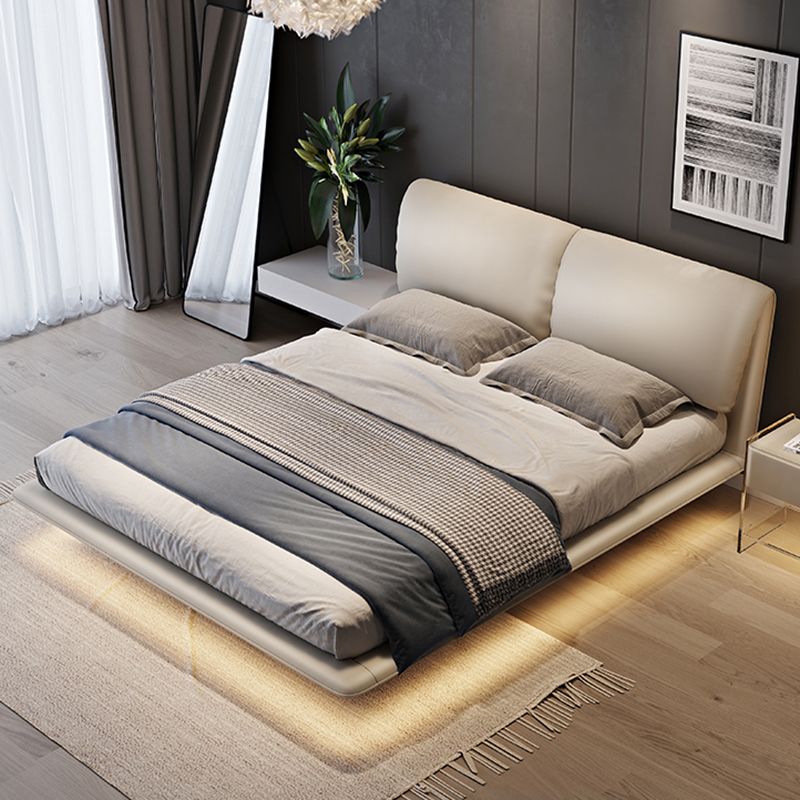 Genuine Leather Platform Bed Frame Modern Low Profile Bed Frame in Gray Clearhalo 'Bedroom Furniture' 'Beds' 'furn' 'furn_beds' 'Furniture' 1200x1200_a19b04f1-e3f3-4bd3-a51e-12a67053a0bc