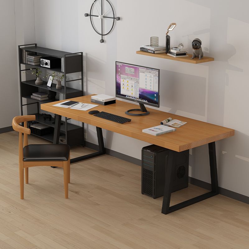 Industrial Style Home Office Desk Rectangle Solid Wood Writing Desk Clearhalo 'furn' 'furn_office_desk' 'Furniture' 'furniture_office_desk' 'Office Desks' 'Office Furniture' 'office_desk' 1200x1200_a19c6655-33d6-4451-9397-f182d835817e