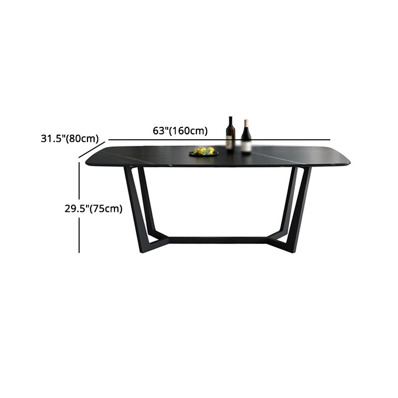 Modern 1/4/5/7 Pieces Black Dining Set Sintered Stone Dining Table Set with Leather Chairs Clearhalo 'Dining Room Sets' 'Dining Tables & Seating' 'dining_room_set' 'furn' 'furn_dining_room_set' 'Furniture' 'furniture_dining_room_set' 'Kitchen & Dining Furniture' 'kitchen&dining_furn' 'kitchen' 1200x1200_a19e0242-f69d-4397-be90-7f1db4181754