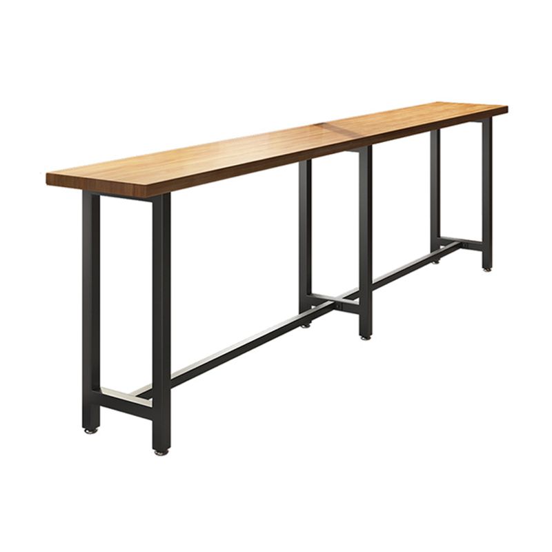 Pine Wood Bar Dining Table Industrial Bar Table with Trestle Base in Black Clearhalo 'Bar Furniture' 'Bar Tables' 'bar_tables' 'furn' 'furn_bar_tables' 'Furniture' 'furniture_bar_tables' 'Kitchen & Dining Furniture' 1200x1200_a19ef86e-ddf5-4c38-a577-3825a4f246aa