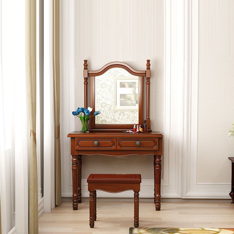 Sgabello da toep da trucco in legno massiccio vittoriano con specchio