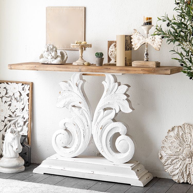 Console di campagna francese Rettangolo piedistagle Console in legno massiccio in difficoltà