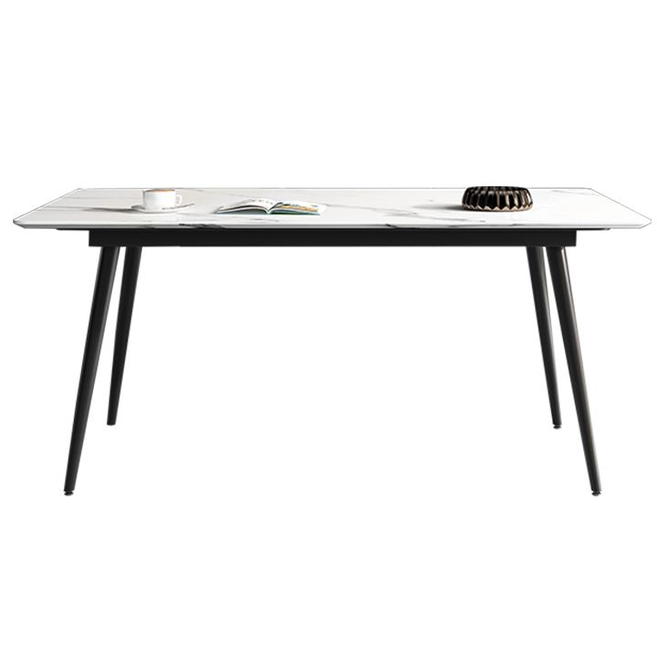 Industrial Sintered Stone Table 4 Legs Black Carbon Steel Base Rectangle Table for Home Clearhalo ' dining_table' 'Dining Tables & Seating' 'Dining Tables' 'furn' 'furn_dining_table' 'Furniture' 'furniture_dining_table' 'Kitchen & Dining Furniture' 'kitchen&dining_furn' 'kitchen' 'kitchen_dining_table' 1200x1200_a1a2fe9c-c99d-408e-bec6-ad113994d4a8