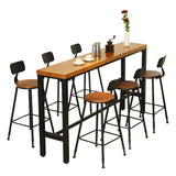 Tavolo rettangolare di ferro e legno in stile moderno tavolo da bar per caffetteria