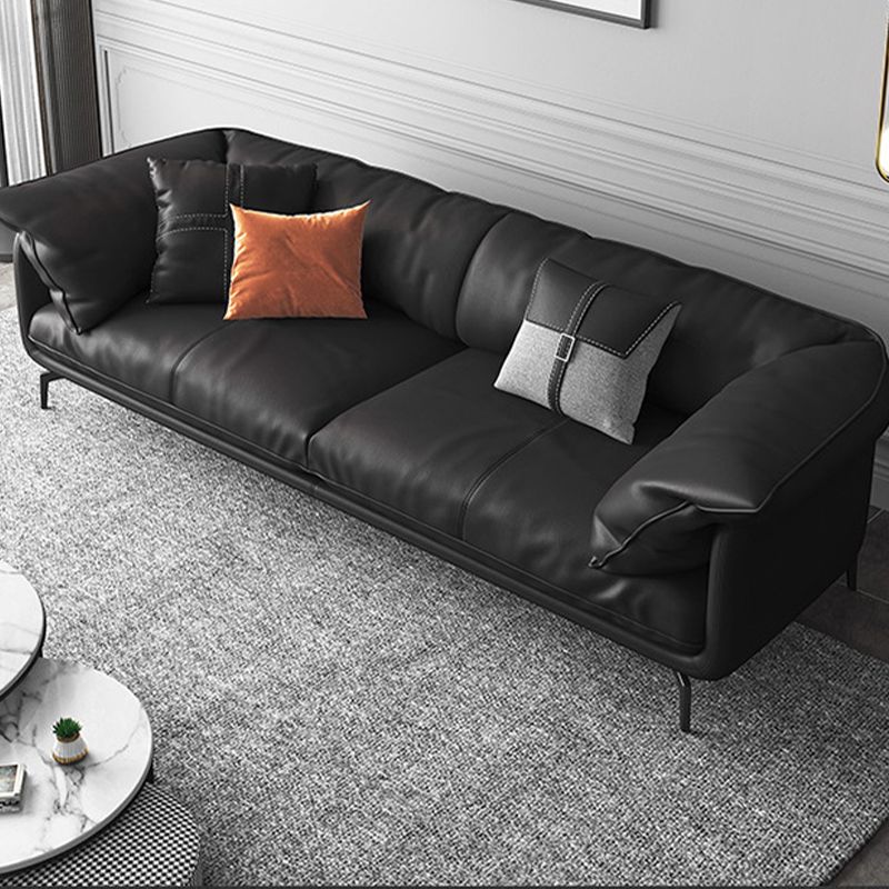 Modern Style Square Armrest Sponge Seat Padding Black Sofa with Pillow Back Clearhalo 'furn' 'furn_sofas' 'Furniture' 'furniture_sofas' 'kitchen' 'kitchen_sofas' 'Living Room Furniture' 'Sofa' 'sofas' 1200x1200_a1a3b6b8-93b3-4ae1-85f1-716706de17b7