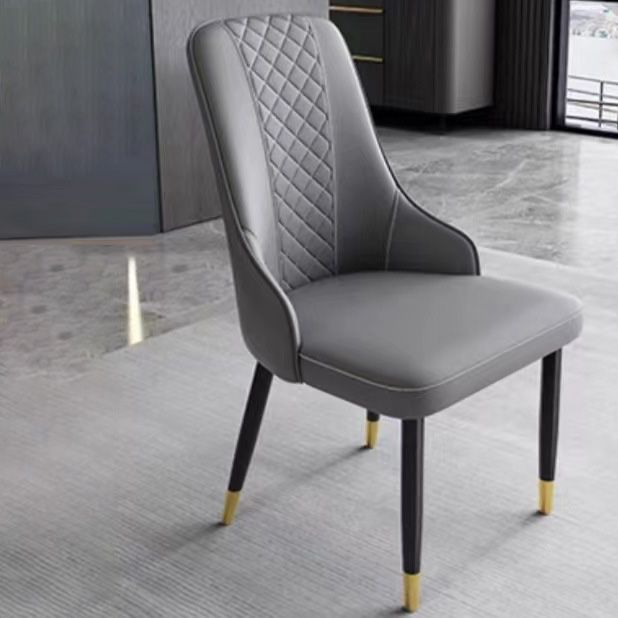 Contemporary Faux Leather Dining Chairs Metal Parsons Side Chair Clearhalo 'Dining Chairs' 'Dining Tables & Seating' 'dining_chair' 'furn' 'furn_dining_chair' 'Furniture' 'Kitchen & Dining Furniture' 1200x1200_a1a52bd8-fe57-41e0-aa4b-65d765ff53ab