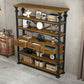 Open Back Standard Bookcase Industrial Wooden Bookshelf with Drawers