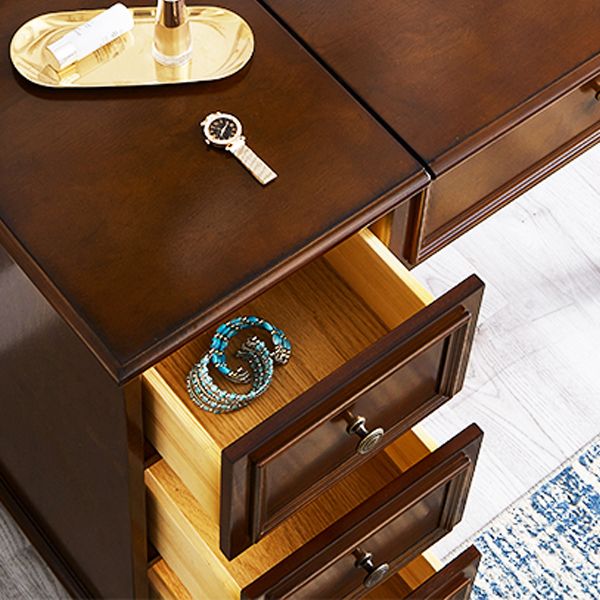 Magno de tocador de maquillaje de madera sólida tradicional tocador de tocador de dormitorio con cajón
