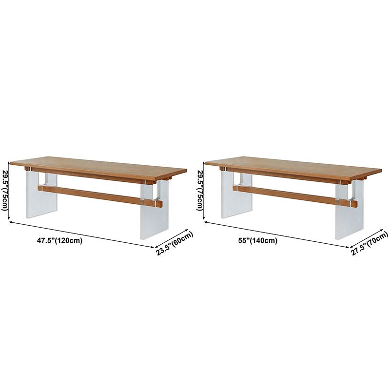 Rectangle Pine Solid Wooden Top Table Modern Dining Table with Acrylic Trestle Base Clearhalo ' dining_table' 'Dining Tables & Seating' 'Dining Tables' 'furn' 'furn_dining_table' 'Furniture' 'furniture_dining_table' 'Kitchen & Dining Furniture' 'kitchen&dining_furn' 'kitchen' 'kitchen_dining_table' 1200x1200_a1a7c17c-0b3e-45b6-bf80-d626f4b68631