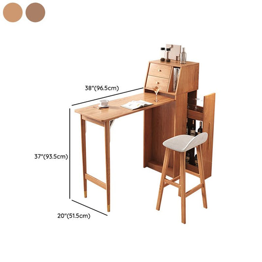 1/2/3 Pieces Bar Stool and Table Set, Folding Solid Wood for Living Room