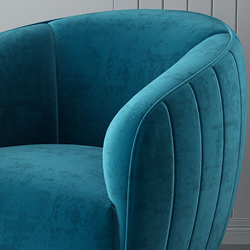 Velvet Barrel Accent Chair 29.52 "Laissez les bras de large inclus chaise avec des jambes en fer doré
