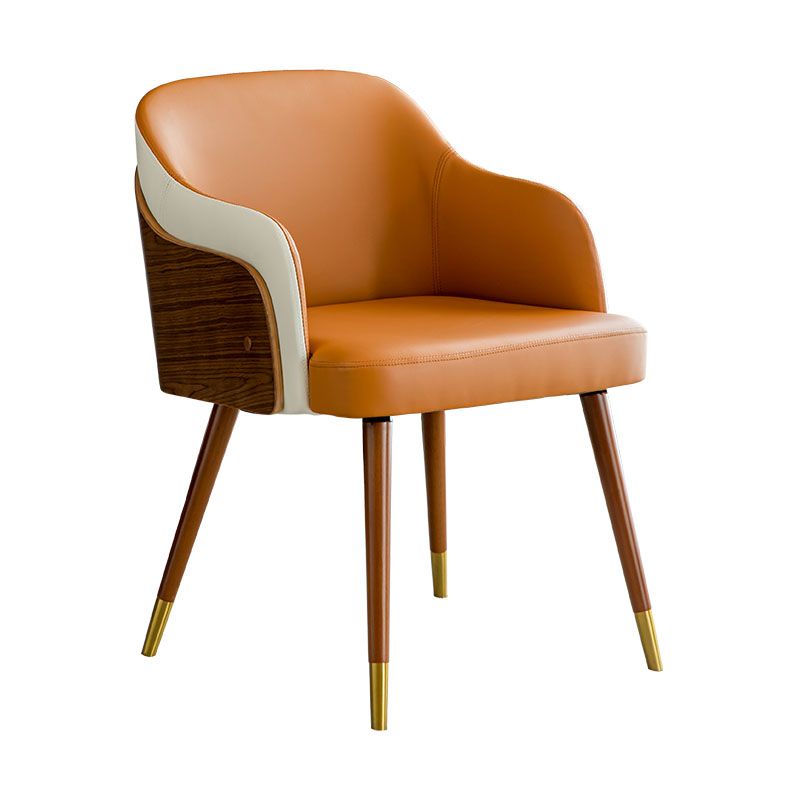 Contemporary Upholstered Arm Dining Chair Leather Solid Back Single Chair for Home Use Clearhalo ' kitchen&dining_furn' 'Dining Chairs' 'Dining Tables & Seating' 'dining_chair' 'furn' 'furn_dining_chair' 'Furniture' 'furniture_dining_chair' 'Kitchen & Dining Furniture' 'kitchen' 1200x1200_a1a8fbf0-647e-41a7-8357-d108c8fc6694