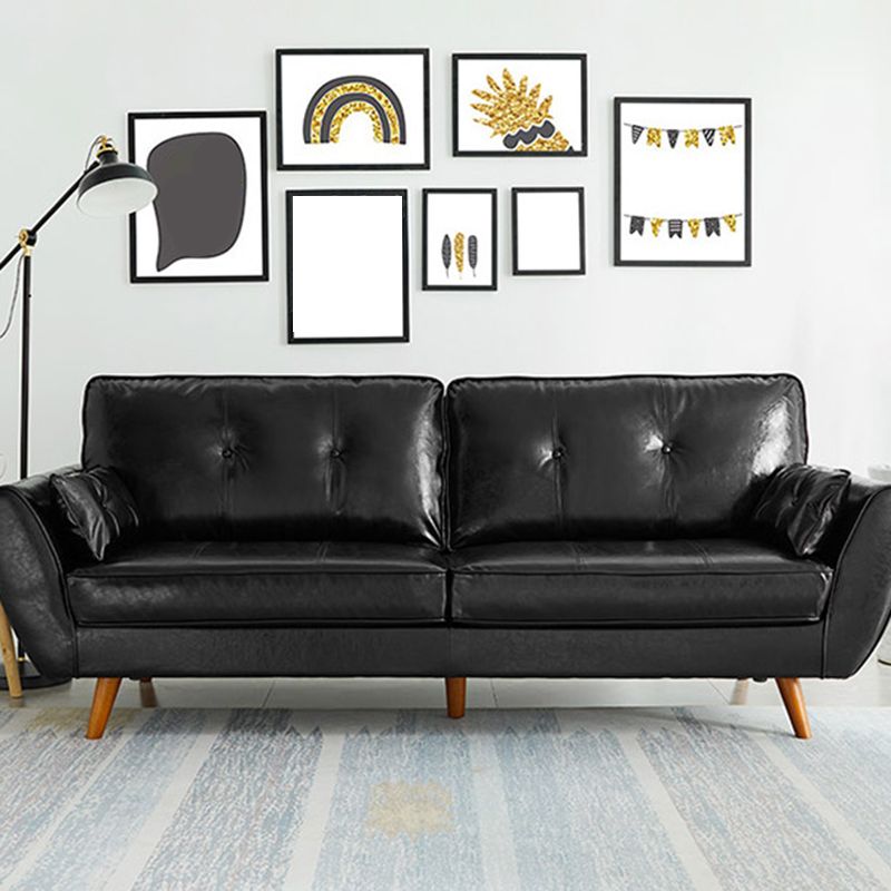 Contemporary Faux Leather Flared Arm Sofa Tufted Standard Sofa for Living Room Clearhalo 'furn' 'furn_sofas' 'Furniture' 'furniture_sofas' 'Living Room Furniture' 'Sofa' 'sofas' 1200x1200_a1a9edad-22ed-49fb-a13f-595b553bf495