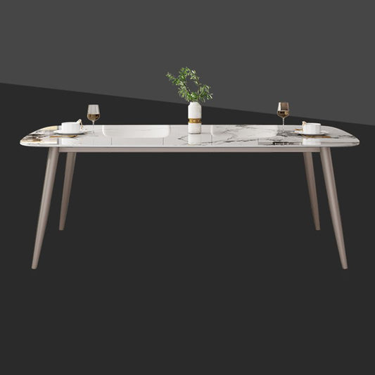 Luxury Rectangle Fixed Dining Table Sintered Stone Home Kitchen Table with 4 Legs