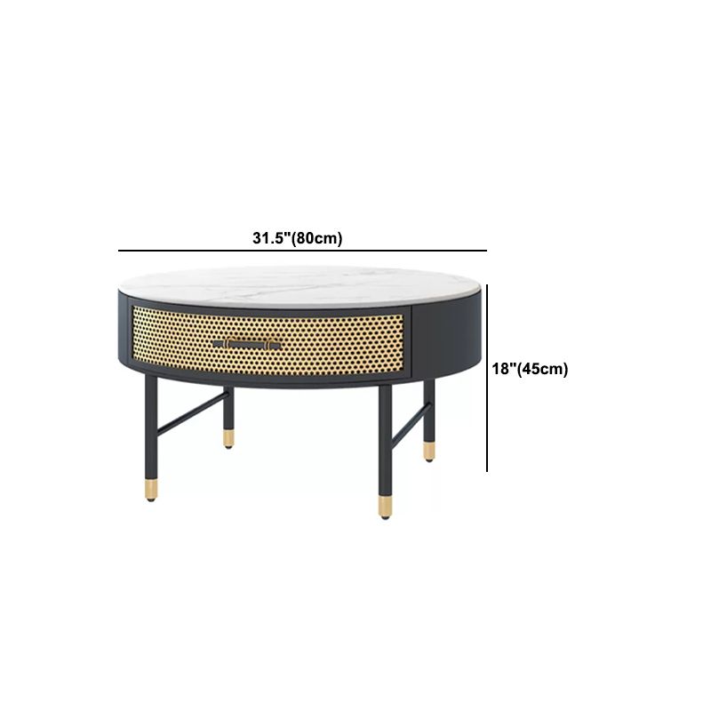17.7" H Round Slate Coffee Table 4 Legs Cocktail Table with Drawer Clearhalo 'Coffee & Accent Tables' 'Coffee Tables' 'coffee_tables' 'furn' 'furn_coffee_tables' 'Furniture' 'Living Room Furniture' 1200x1200_a1ae09c2-84a9-4bad-b7ba-e7311c4e505a