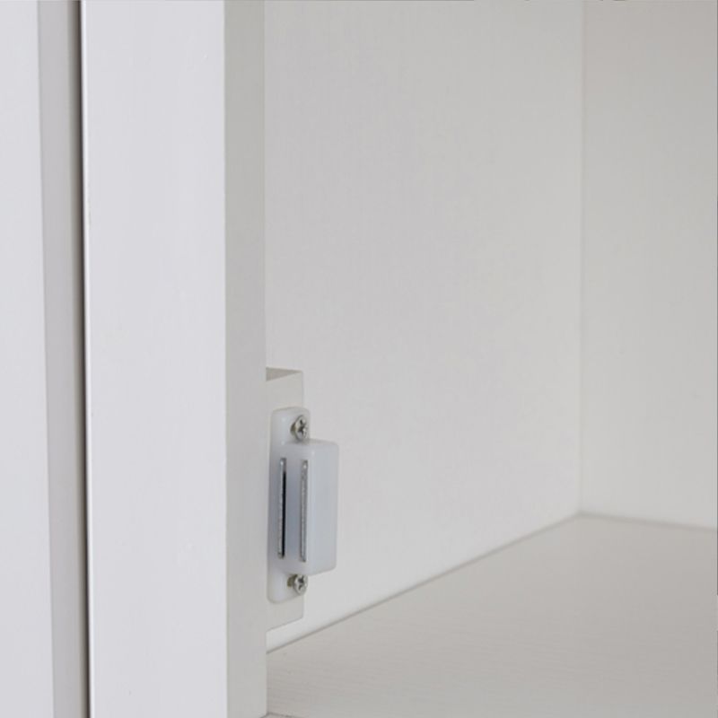 Modern Style Bookcase White Wood Closed Back Bookshelf with Door for Home Office