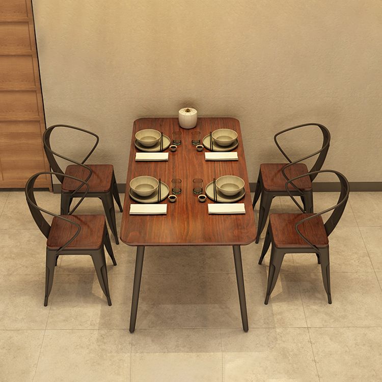 Solid Wood Industrial Dining Table Brown Rectangle Table with Black Frame for Dinning Room Clearhalo ' dining_table' 'Dining Tables & Seating' 'Dining Tables' 'furn' 'furn_dining_table' 'Furniture' 'furniture_dining_table' 'Kitchen & Dining Furniture' 'kitchen&dining_furn' 'kitchen' 'kitchen_dining_table' 1200x1200_a1af6640-996e-4145-bdf2-33b9f4873c26