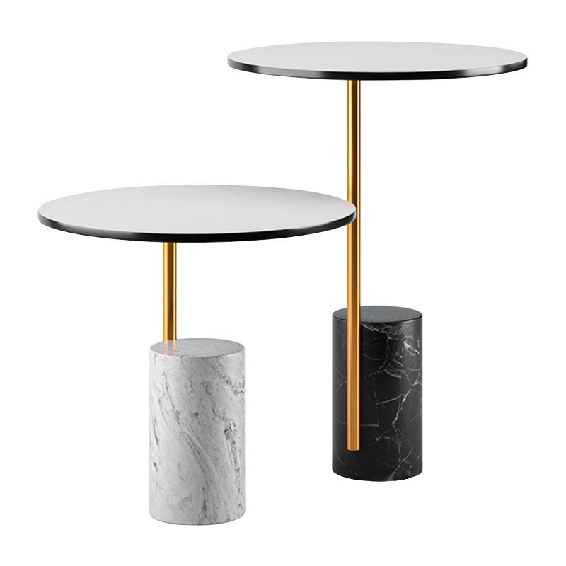 Contemporary Pedestal End Table Round Glass Top Side End Table