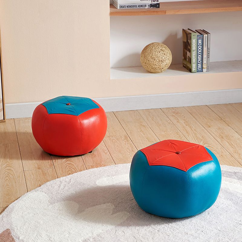Modern Ottoman Football Pattern Faux Leather Indoor Round Pouf Chair Clearhalo 'furn' 'furn_ottomans_poufs' 'Furniture' 'Living Room Furniture' 'Ottomans & Poufs' 'ottomans_poufs' 1200x1200_a1b11f1c-b193-45bc-92eb-3337bdefa103