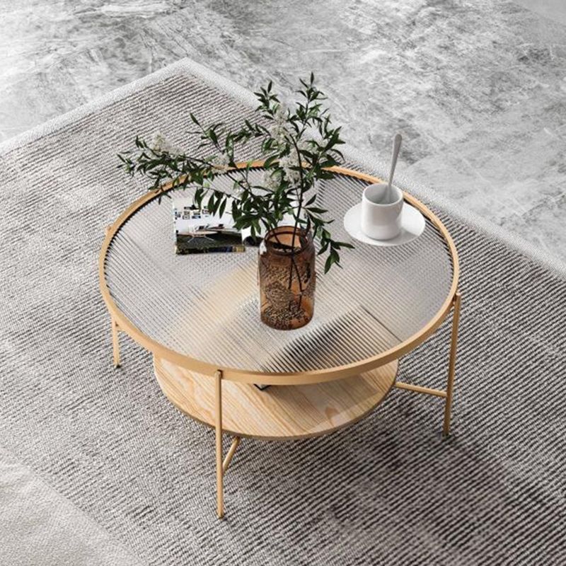 17.72" Tall Contemporary Style Coffee Cocktail Table Glass-Topped Coffee Table