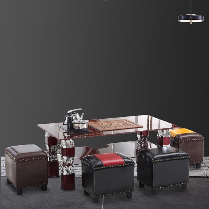 Rectangle moderne Pouf Ottoman Faux Leather Chair Ottoman avec garniture