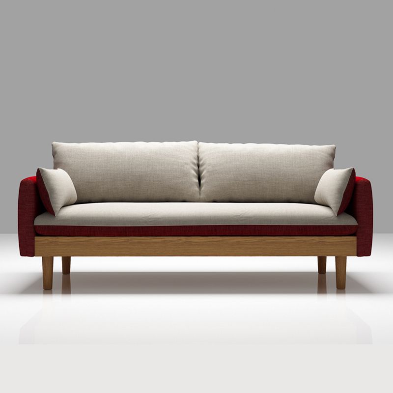 Fabric Grey 3-seat Square Arm Sofa Nordic with 2 Pillows Loveseat Clearhalo 'furn' 'furn_sofas' 'Furniture' 'furniture_sofas' 'kitchen' 'kitchen_sofas' 'Living Room Furniture' 'Sofa' 'sofas' 1200x1200_a1b68b23-a370-4550-824f-7259d4c7b04f