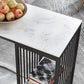Industrial Marble Metal Pub/Bar Table With 18" Wide Elm Top Counter Wine Table