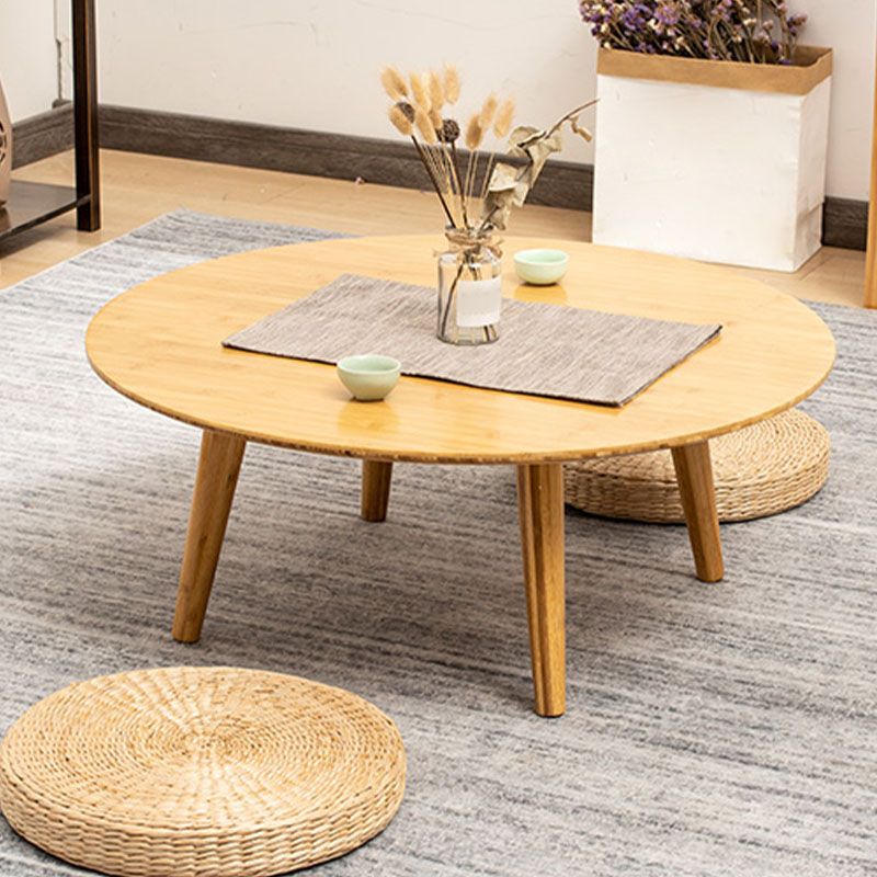Round Wooden Coffee Table Four Legs Cocktail Table in Natural Clearhalo 'Coffee & Accent Tables' 'Coffee Tables' 'coffee_tables' 'furn' 'furn_coffee_tables' 'Furniture' 'furniture_coffee_tables' 'Living Room Furniture' 1200x1200_a1ba242e-b983-4954-a66e-be770a05267b