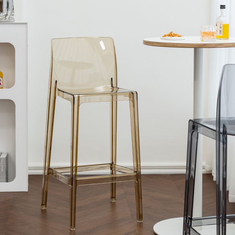 Moderner Armloser im Rückenlehne Counter Stuhl Acrylkassierer Barhocker mit Pedal