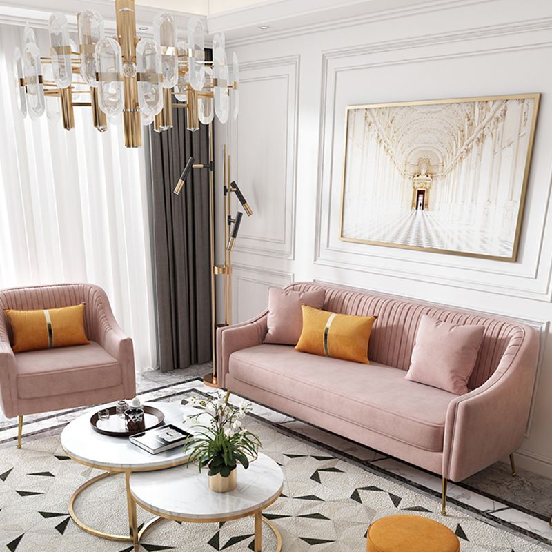 Glam Sewn Pillow Back Living Room Slipcovered Sloped Arm Seating Clearhalo 'furn' 'furn_sofas' 'Furniture' 'Living Room Furniture' 'Sofa' 'sofas' 1200x1200_a1bda7ca-9f2b-48b1-a695-b3e696b9788c