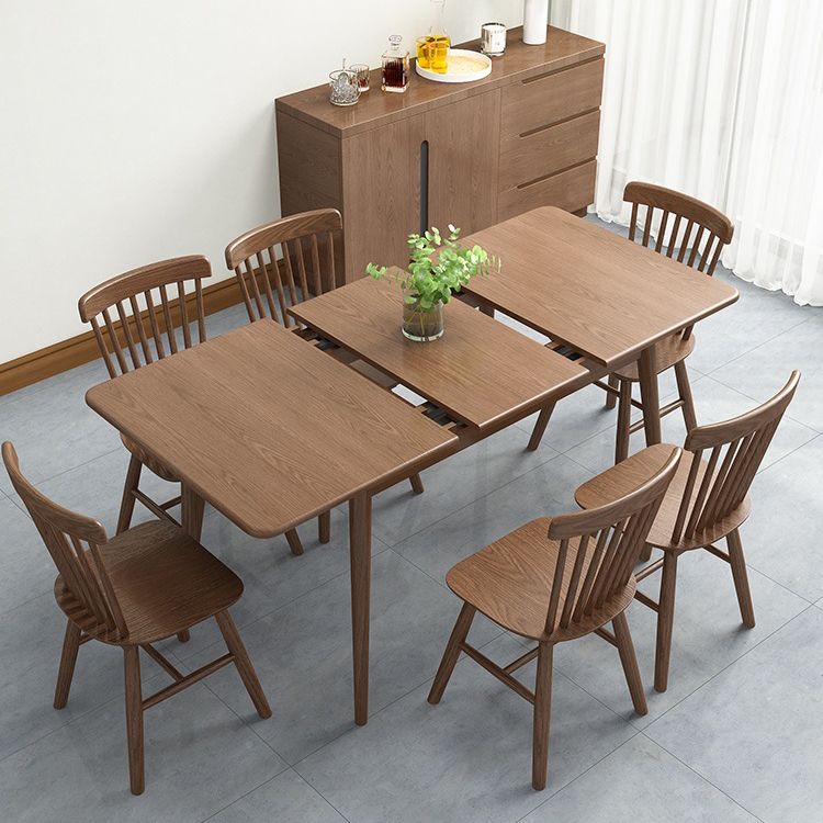 Rubberwood Rectangle Dining Table Extendable Table with Wooden Base and Legs Clearhalo ' dining_table' 'Dining Tables & Seating' 'Dining Tables' 'furn' 'furn_dining_table' 'Furniture' 'furniture_dining_table' 'Kitchen & Dining Furniture' 'kitchen&dining_furn' 'kitchen' 'kitchen_dining_table' 1200x1200_a1be156a-3b2c-4acc-aea8-227d11835d0e