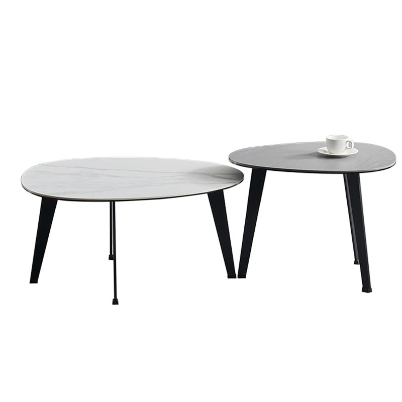 Contemporary White/Grey Free Shape Coffee Table with Metal Base Clearhalo 'Coffee & Accent Tables' 'Coffee Tables' 'coffee_tables' 'furn' 'furn_coffee_tables' 'Furniture' 'furniture_coffee_tables' 'Living Room Furniture' 1200x1200_a1becde0-cf89-4fcb-9aa5-e297c51cfc6d