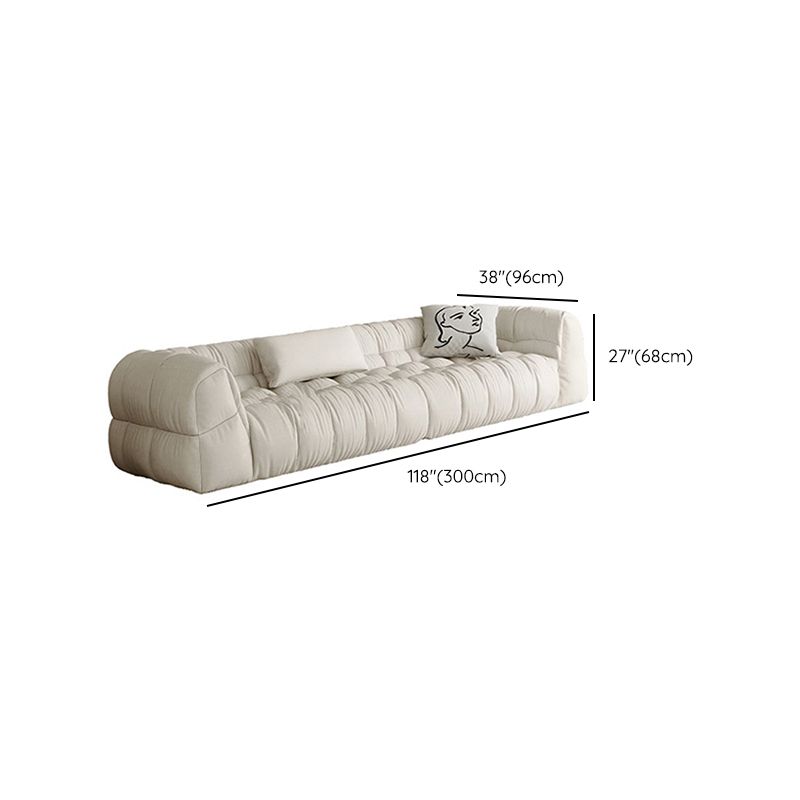 Contemporary White Button-tufted Sofa Tuxedo Arm Living Room Settee