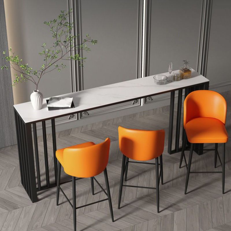 Industrial Style Bar Table Stone Top Bistro Table with Black Base Clearhalo 'Bar Furniture' 'Bar Tables' 'bar_tables' 'furn' 'furn_bar_tables' 'Furniture' 'Kitchen & Dining Furniture' 1200x1200_a1c0ea1e-33f7-4c14-95a5-711508264315