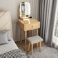 Scandinavian Solid Wood Vanity Dressing Table with Mirror and Stool