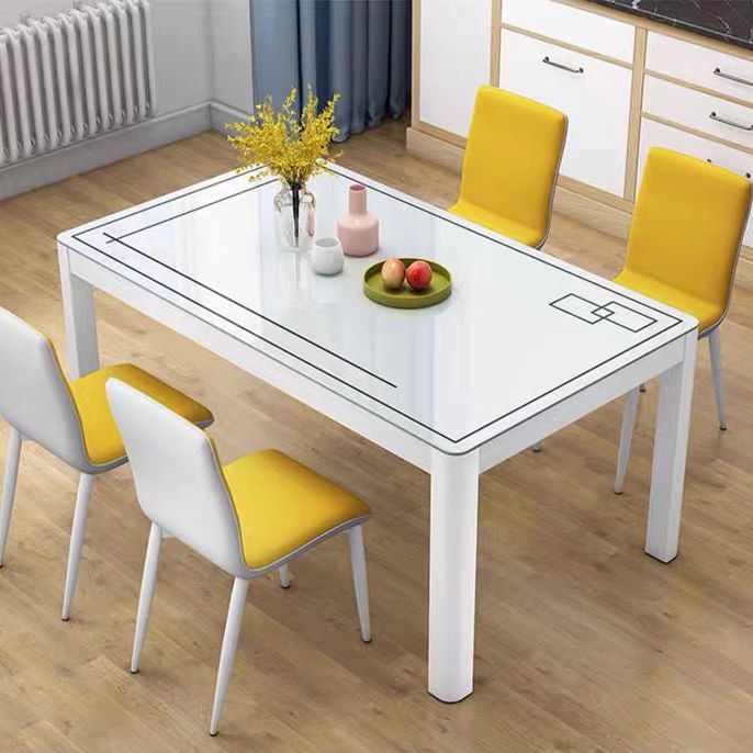 Modern White Glass Dining Table Rectangle Dining Table for Kitchen Clearhalo 'Dining Tables & Seating' 'Dining Tables' 'dining_table' 'furn' 'furn_dining_table' 'Furniture' 'Kitchen & Dining Furniture' 1200x1200_a1c30b2b-f5ba-4ab0-8980-3295d5977e53