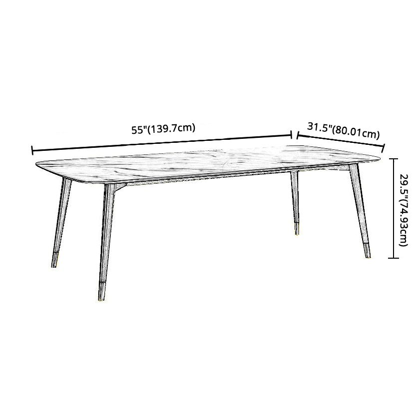 Scandinavian White Slate Dining Table Rectangular Dining Table with Wood Base Clearhalo 'Dining Room Sets' 'Dining Tables & Seating' 'dining_room_set' 'furn' 'furn_dining_room_set' 'Furniture' 'furniture_dining_room_set' 'Kitchen & Dining Furniture' 'kitchen&dining_furn' 'kitchen' 1200x1200_a1c317e4-2c73-4628-959f-4bc4d405aef5