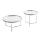 Tempered Glass Round Top 2 Nesting Table Metal Frame Base Cocktail Table