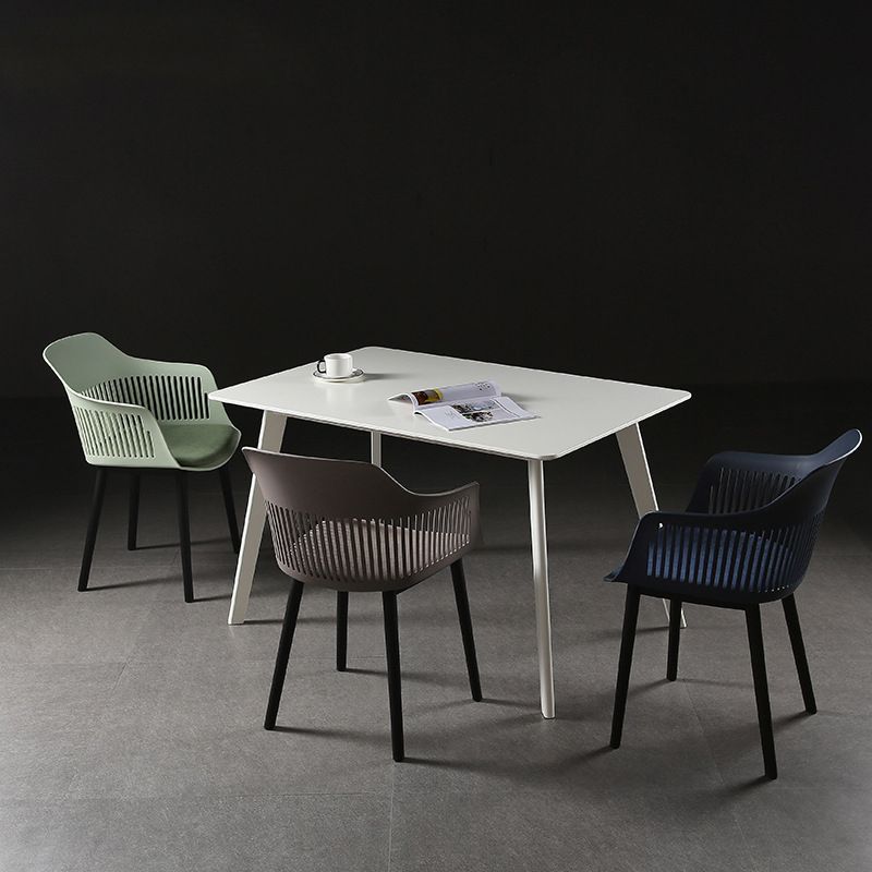 Slat Back Dining Side Chair Industrial Plastic Dining Arm Chair in Black Legs Clearhalo 'Dining Chairs' 'Dining Tables & Seating' 'dining_chair' 'furn' 'furn_dining_chair' 'Furniture' 'Kitchen & Dining Furniture' 1200x1200_a1c505b4-0ccc-4bc1-8f26-5ae286bb4901