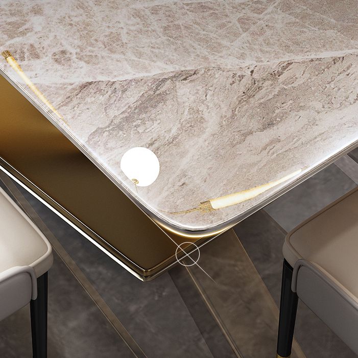 Modern Gray Kitchen Dining Set Sintered Stone Rectangle Shape Dining Set with Pedestal Clearhalo 'Dining Room Sets' 'Dining Tables & Seating' 'dining_room_set' 'furn' 'furn_dining_room_set' 'Furniture' 'furniture_dining_room_set' 'Kitchen & Dining Furniture' 'kitchen&dining_furn' 'kitchen' 1200x1200_a1c549b3-89ef-4079-a278-d64302102a53