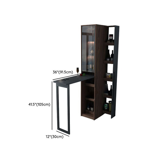 Modern Rectangle Wood Counter Table 2 Pieces Collapsible Bar Table Set for Living Room