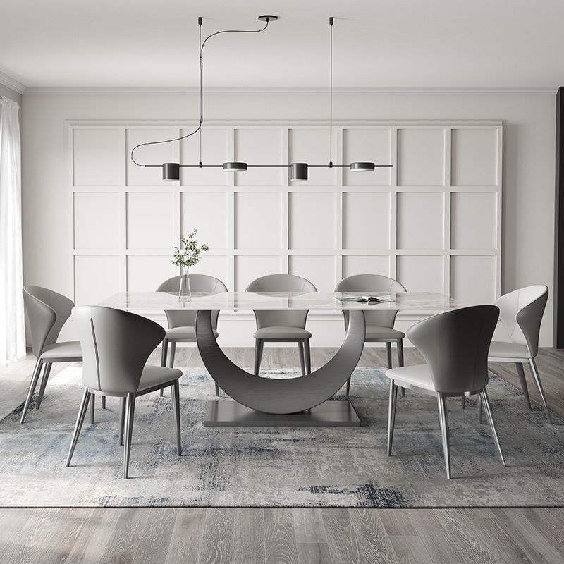 Style contemporain 1/3/4/5/6/7/8 Pièces Pièces Ensemble de restauration Rectangle meubles en blanc