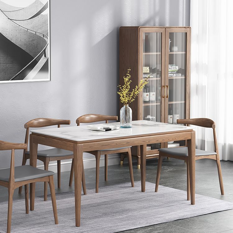 Mid-Century Modern Rectangle Dining Table Sintered Stone Table with 4 Legs Wood Base Clearhalo ' dining_table' 'Dining Tables & Seating' 'Dining Tables' 'furn' 'furn_dining_table' 'Furniture' 'furniture_dining_table' 'Kitchen & Dining Furniture' 'kitchen&dining_furn' 'kitchen' 'kitchen_dining_table' 1200x1200_a1c7dc15-72a2-4940-aa54-a14d26e1a7a7
