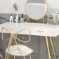White Wood Makeup Vanity with 2 Drawers Mirrored Dressing Table Stool Set
